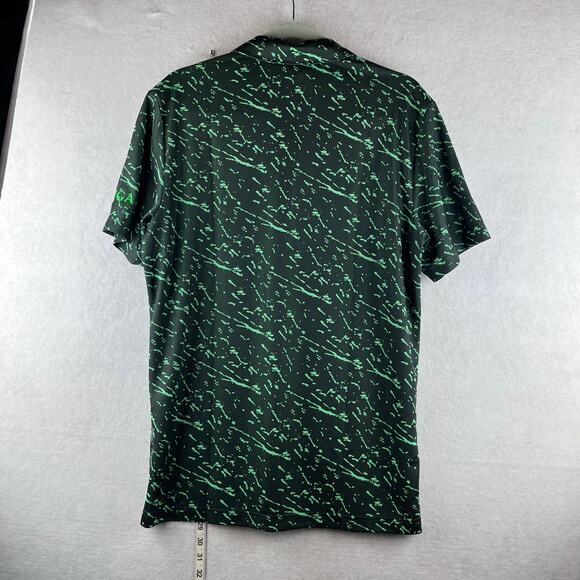 Adidas Mens M Polo Collared Shirt Sport PrimeBlue UPF 50 MSRP $75 Green Splatter - Picture 3 of 11